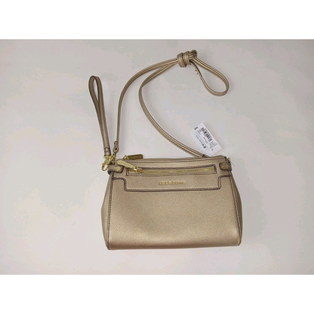 Liz Claiborne Metallic Silver Shoulder Bag | Classic Zip Top | Everyday Purse